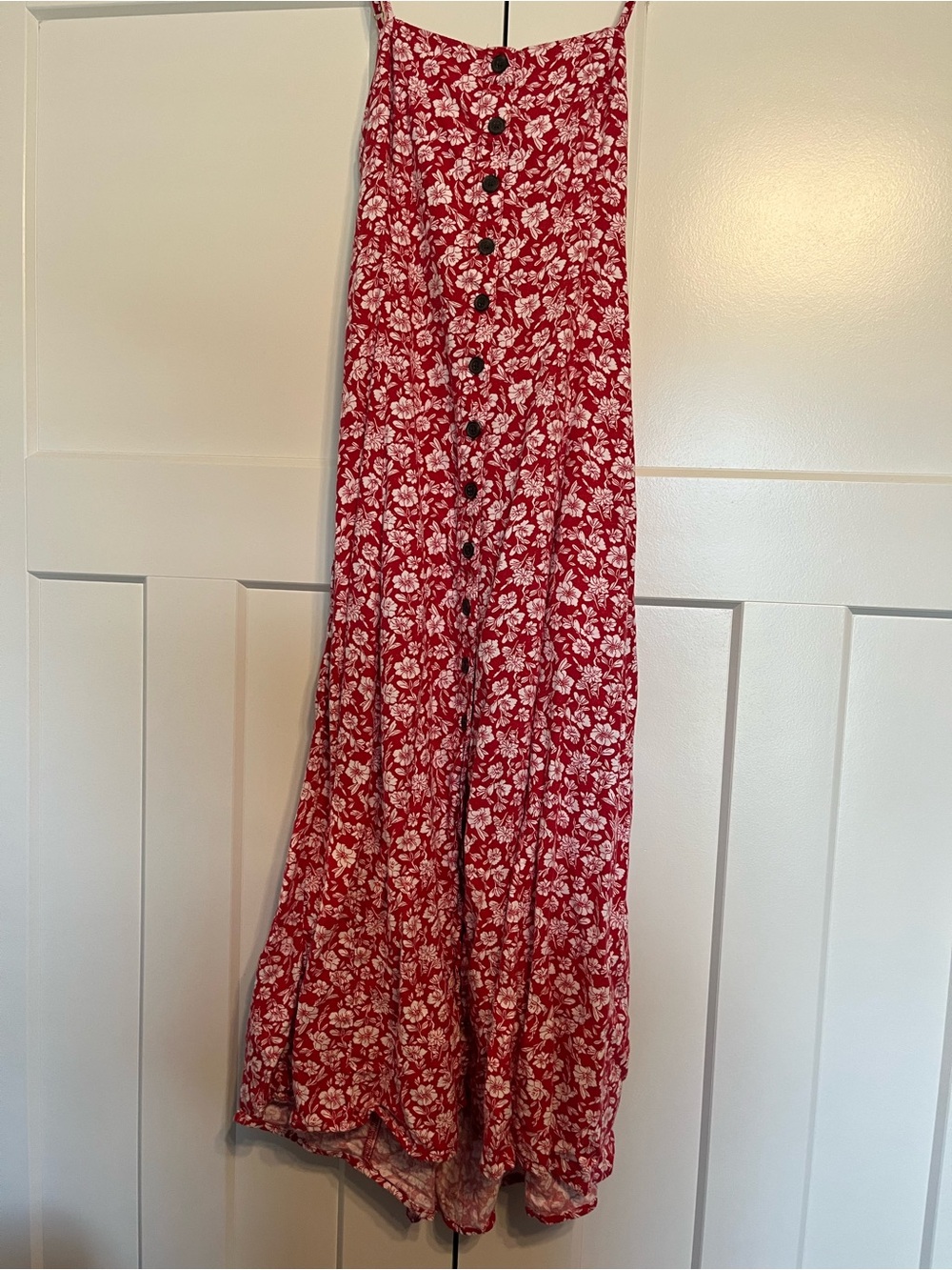 Universal Thread Red & White Floral Button-Front Romper